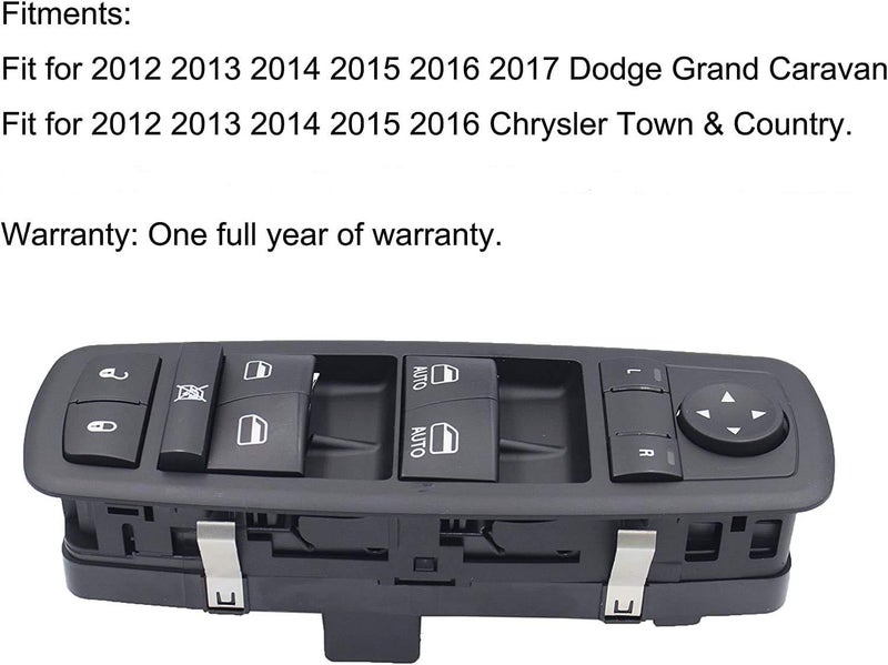 MOCW مفتاح نافذة الطاقة الرئيسي من جهة السائق 04602535AI 68110871AA 3 دبابيس + 0 دبابيس تحقق من التوافق لعام 2012 - 2017 دودج غراند كارافان، كرايسلر تاون آند كانتري - مزدوج أوتوماتيكي - Image 4